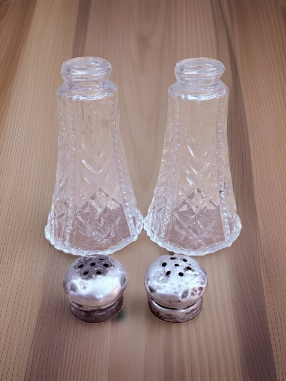 Vintage Collectible Sterling Silver Glass Salt & Pepper Shaker Sets 1960s
